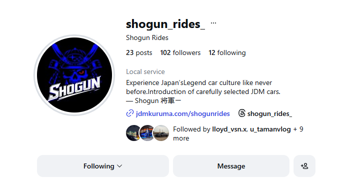 Shogun rides daikoku tours